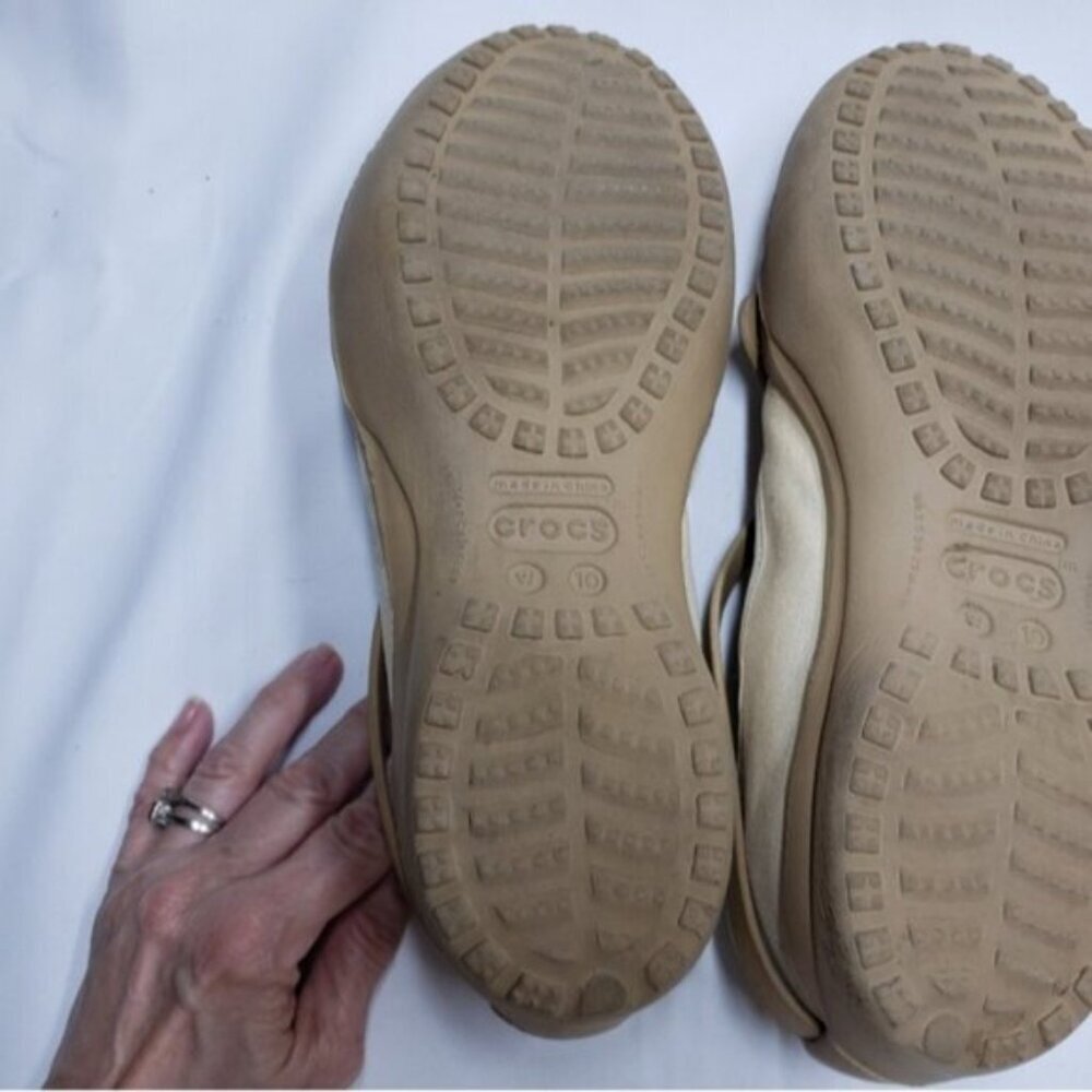 Crocs Slip On Celeste Tan Cream Canvas Size 10 Women's - Picture 11 of 13